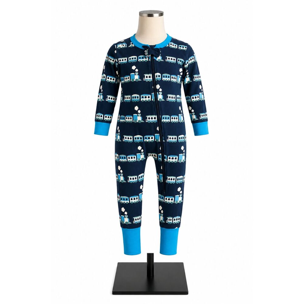 Monica + Andy Train Print Zip Footless Pajamas 12-18 Months